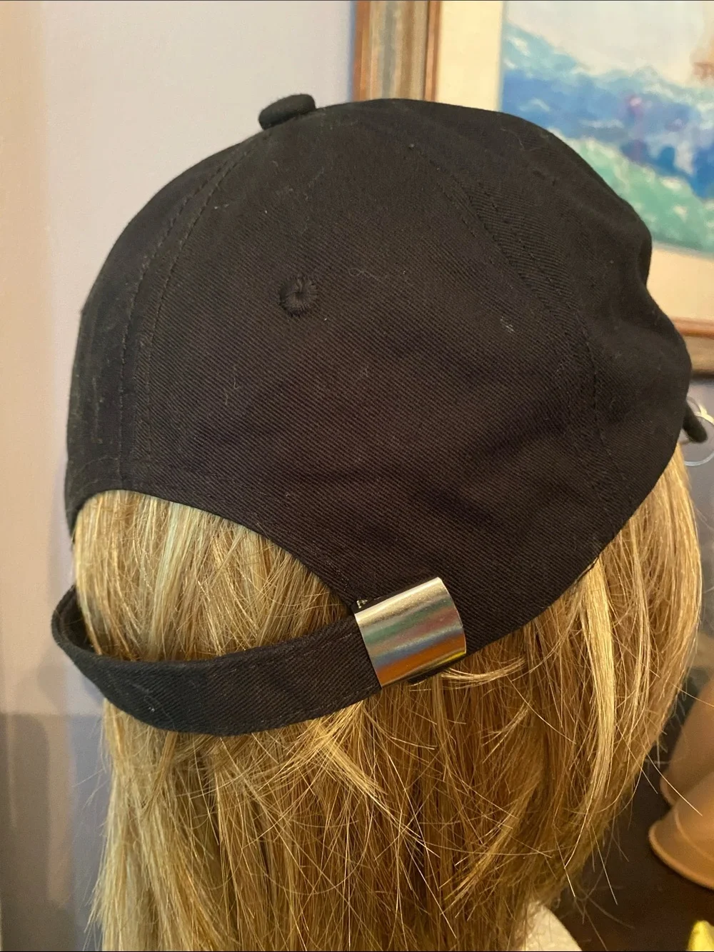 Baseball style distressed black hat never used